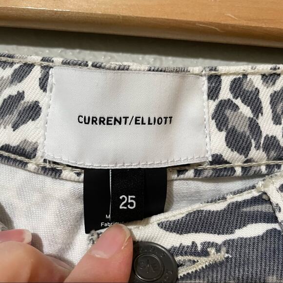 Current Elliott Grey & White Animal Print Stiletto Ankle Length Jeans Womens 25 - Picture 6 of 15